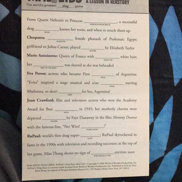✨🆕RuPaul’s Drag Race *ADULT* Mad Libs! BN!💄💅✨ - Picture 9 of 11